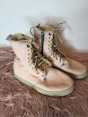 Satorisan Wakaru Leather Lace Up Light Pink Boots Size 36